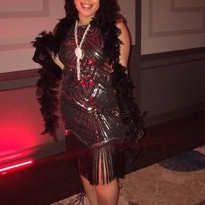 Gold&Black Flapper girl / Great Gastby dress